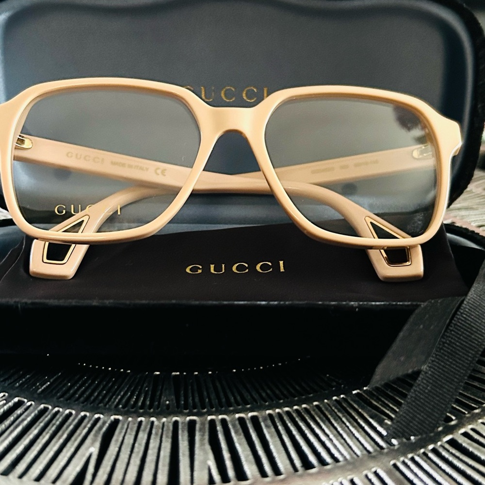 Gucci GG0469O 003 56mm Oversize Optical Frames Eyeglasses Glasses Ivory - Italy